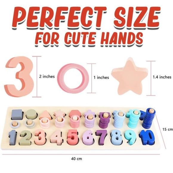 Wooden Number Puzzle for Kids - Montessori Toys for 1 Year Old Toddlers Learning - Picture 3 of 6